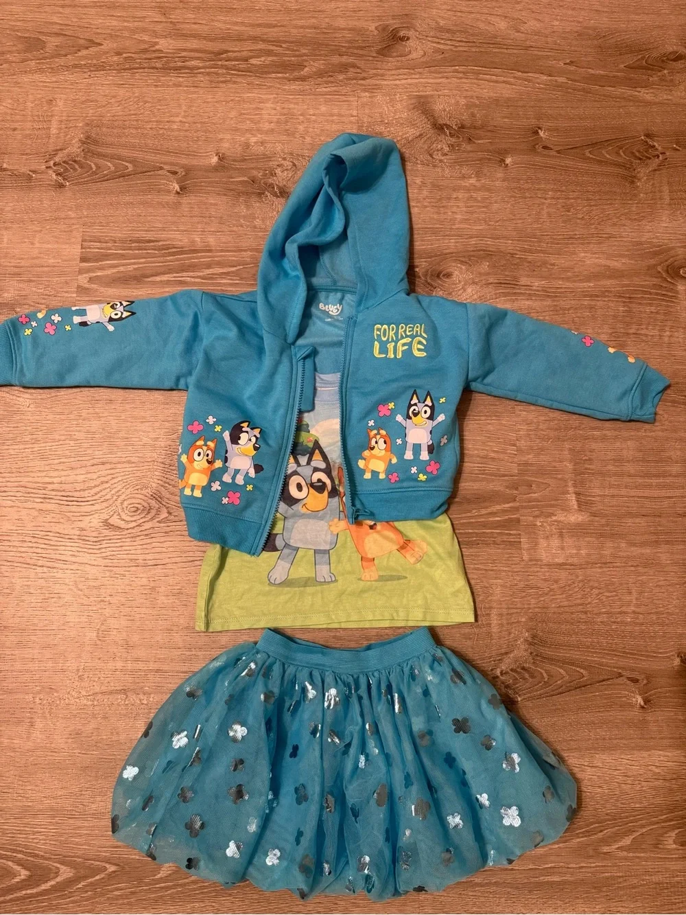 Blue Character Hoodie & Tulle Skirt Matching Set - Kids
